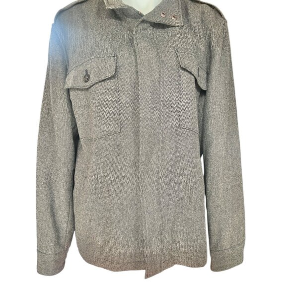 Banana Republic Jacket Mens L Herringbone Wool Blend Lined Front Side Pocket VTG - Picture 1 of 16